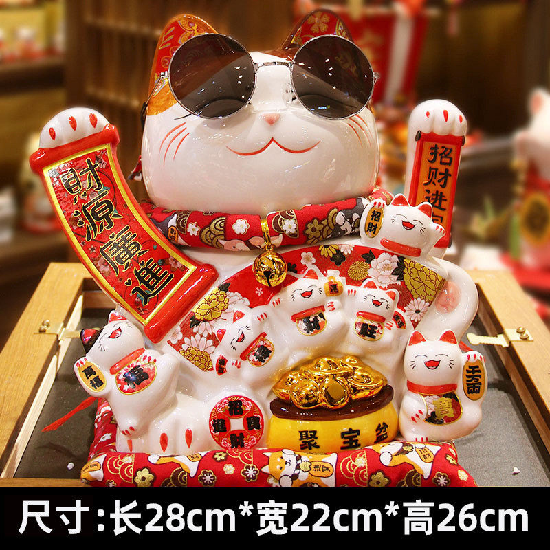 【特卖】招财猫电动摇手陶瓷招财猫摆件送礼开业招财猫厂家批发
