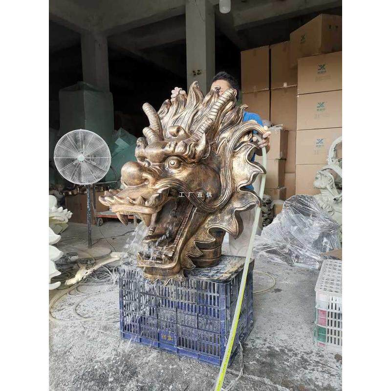 qd4d特大号龙头喷水壁挂仿石雕喷泉景观鱼池饰品