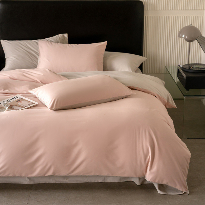 全棉四件套纯色100支加厚轻奢床单款被套磨毛长绒棉四件套批发