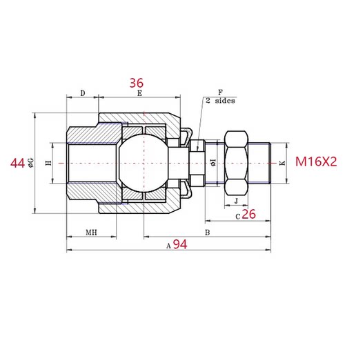 热销摆动czj-m16x2浮动接头粗万向节m16x2.0氣缸牙接m27m10x1.5x1