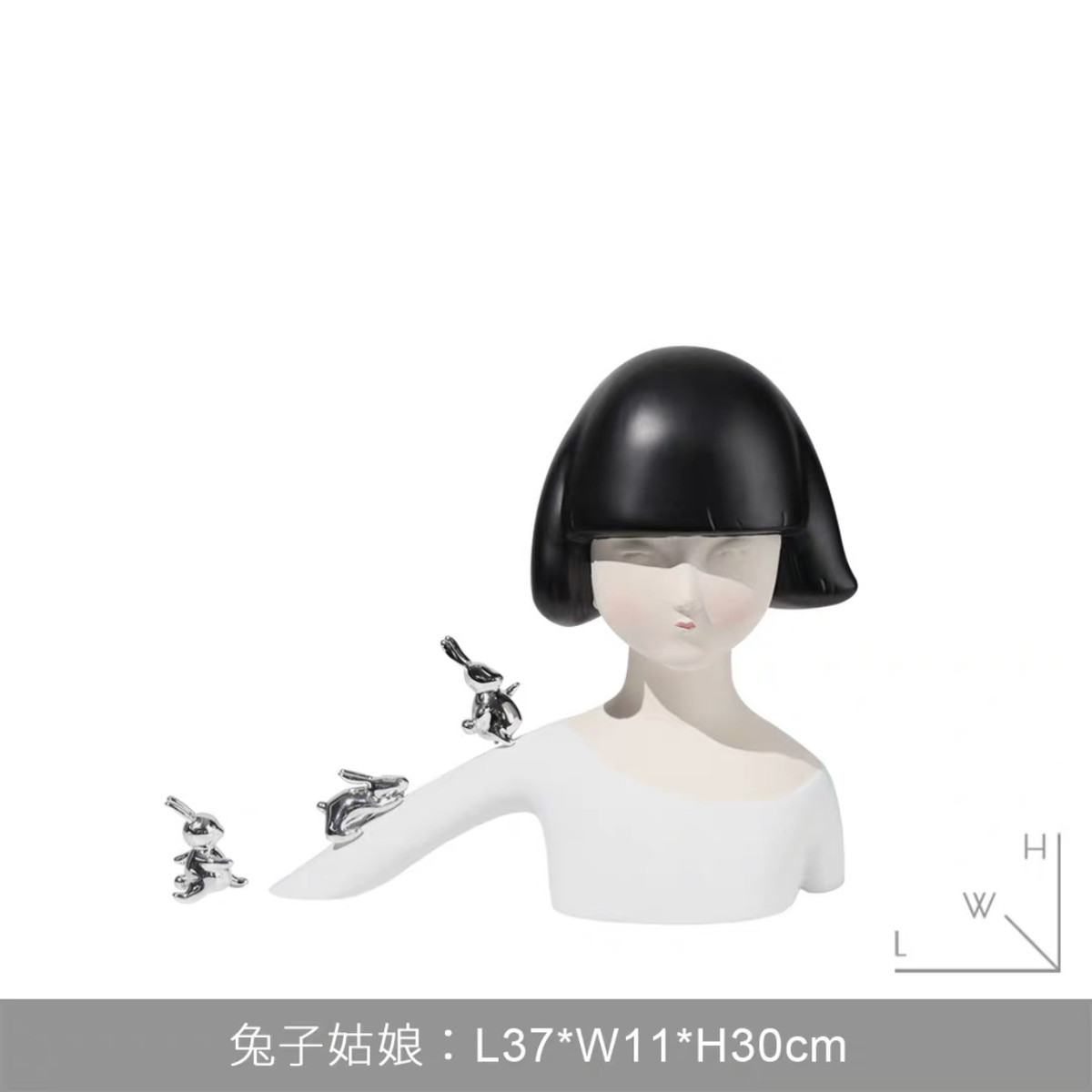 儿童房装饰可爱短发小姑娘女孩桌面摆件简约样板房卡通软装摆设