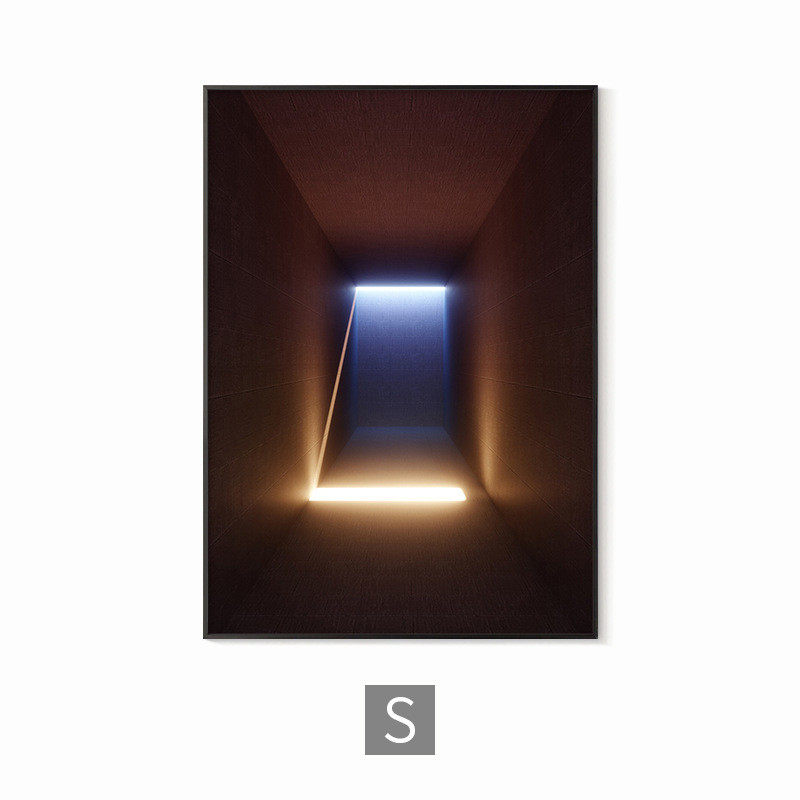 视觉错觉灯关玄关装饰画建筑延伸空间过道挂画简约走廊竖版壁画