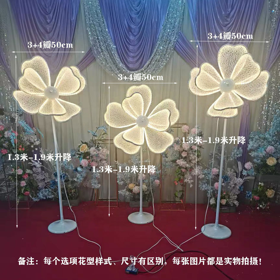新款婚庆道具发光路引路引led灯带路引灯光花瓣牡丹花婚礼路引