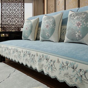 新中式沙发垫四季通用红木家具中式座垫沙发套罩实木盖布防滑坐垫