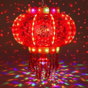 2025新年新款七彩旋转灯笼灯笼挂饰电动大门阳台客厅装饰走马批发