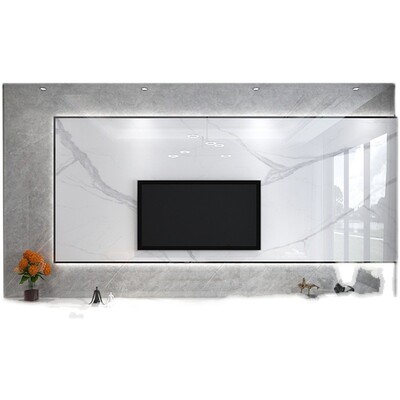 佛山岩板悬空电视背景墙瓷砖石材网红大理石现代简约客厅影视