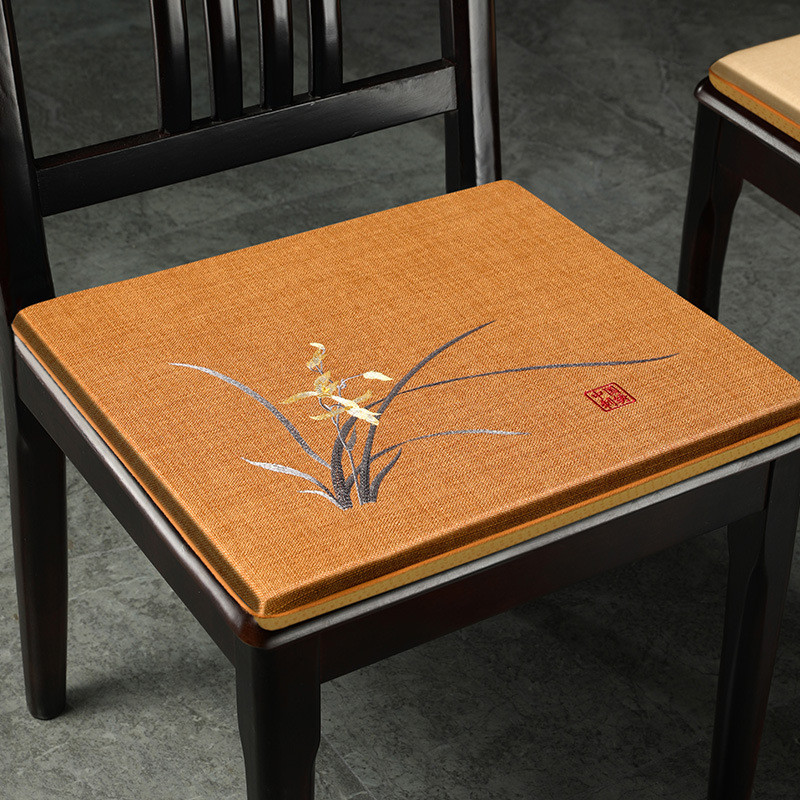 新中式餐椅垫坐垫高档布艺家用红木椅子垫子座垫海绵实木凳子防滑
