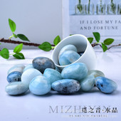 热销天然海蓝宝滚石大颗粒打水晶碎石绿柱石蓝色磨石摆件跨境商品