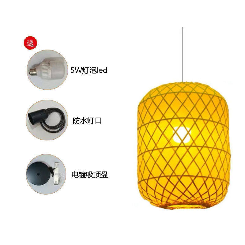 装饰灯笼中式吊灯广告印字日式火锅饭店茶楼酒店灯饰仿古竹编灯笼