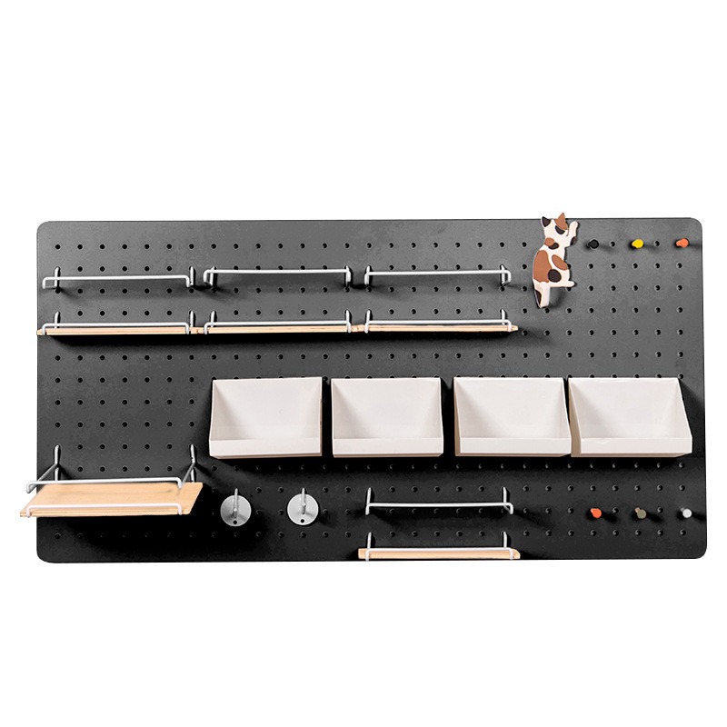 多用途金属壁挂收纳洞洞板牵引绳工具清洁宠物用品挂钩超市置物架