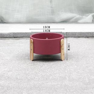 北欧多肉彩色微景观水泥盆栽植物绿萝小盆竹片脚架室内桌面摆件