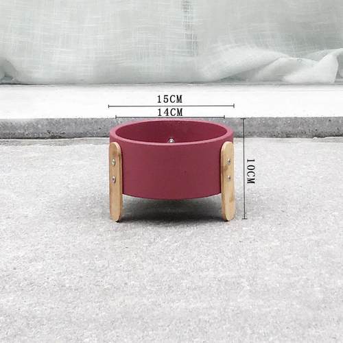 北欧多肉彩色微景观水泥盆栽绿萝植物小脚架竹片盆室内桌面摆件