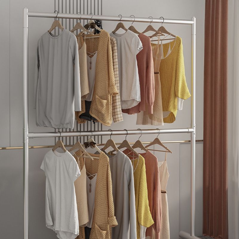 双杆晾衣架落地家用三层阳台卧室晒衣室内挂衣架简易可升降衣帽架