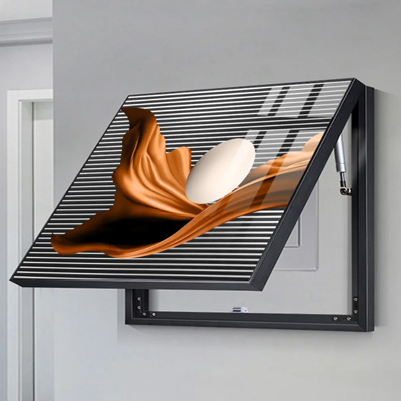 50*60厂感液压翻盖电表箱高质装饰画遮挡弱电箱开关盒挂画电闸盒