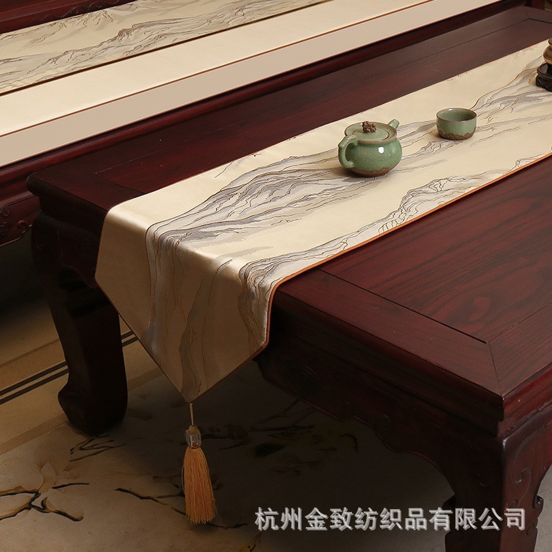 跨境厂家批发桌旗中式轻奢茶台布艺茶桌垫布餐桌布现代茶几布桌布