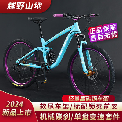 DES软尾山地自行车油压双碟刹减震越野单盘变速男女青少年学生车