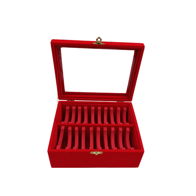 大容量多规格44位22位手镯收纳箱活动可调节首饰展示盒带盖珠宝箱