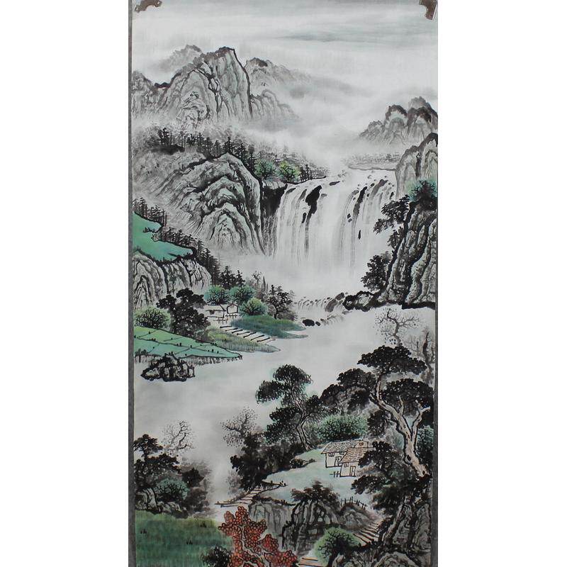 纯手绘国画四尺山水画卧室客厅书房背景挂画