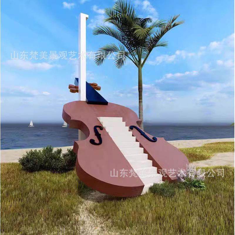 天梯大提琴美陈景区广场公园引流拍照道具云梯景观美陈装摆件道具