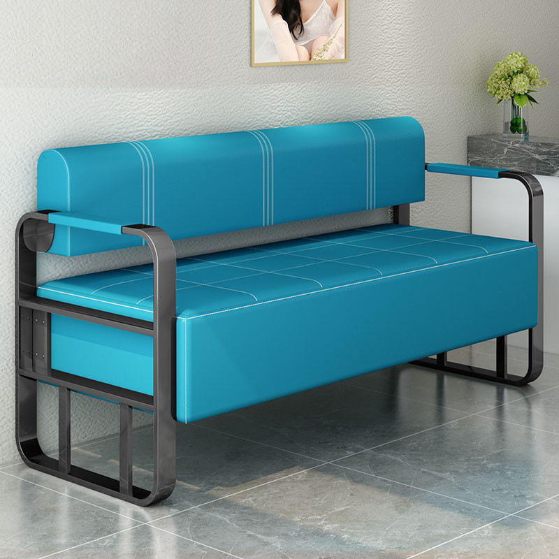 理发店沙发等候椅休息区接待室长条沙发椅美甲店美容院等位沙发