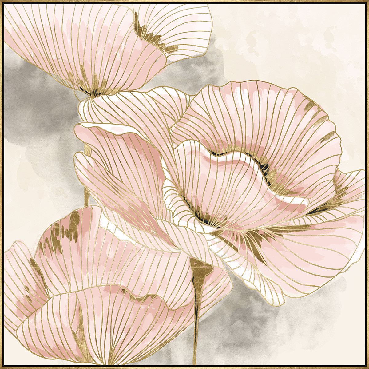 热销现代美式抽象花卉喷绘挂画轻奢玄关客厅ps画框装饰画