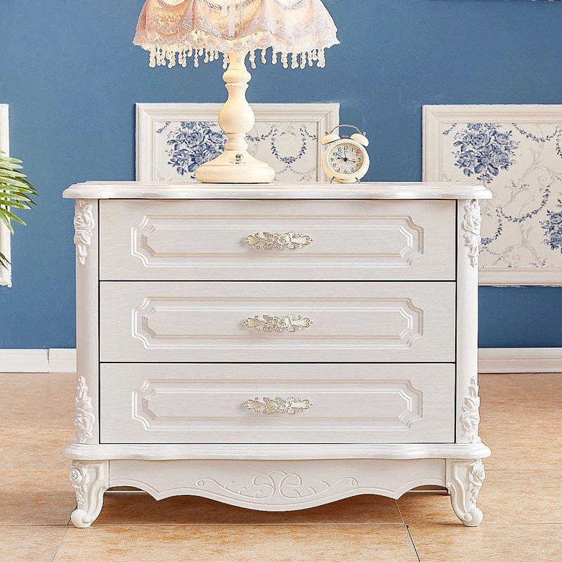 alj6欧式五斗柜卧室简约现代靠墙储物收纳柜白色客厅抽屉柜雕花五