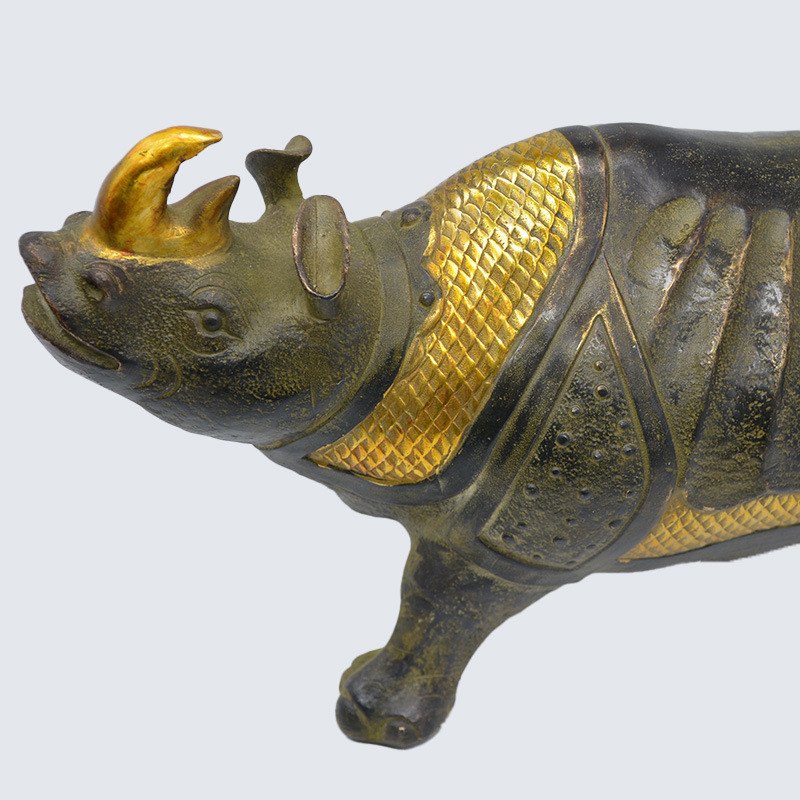 犀牛黄铜大号鎏金铜宏达家居装饰工艺品铜牛摆件