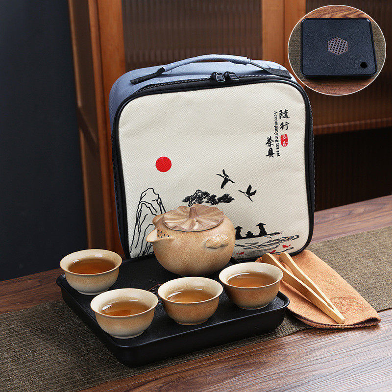 便携式旅行茶具套装户外功夫茶杯家用露营陶瓷泡茶壶商务伴手礼品