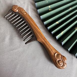 榫卯加厚长柄宽齿雕刻木梳批发拼接大齿宽齿洗头梳子打理卷发梳子