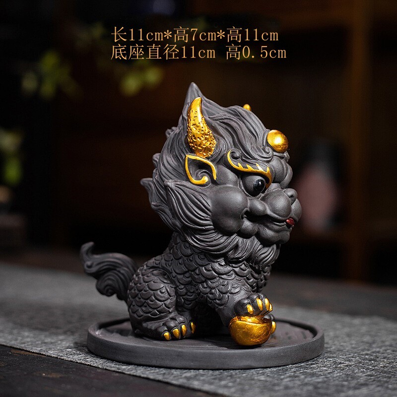 招财麒麟茶宠摆件国风国潮小摆件可养桌面装饰品瑞兽创意家居精品