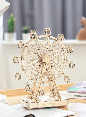 木制工艺品 椴木来雕刻diy设计 木质摆件摩天轮装饰切割图可定