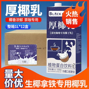 新日期整箱商用黑海盗厚椰乳1l咖啡专用椰浆椰奶生椰拿铁奶茶原料