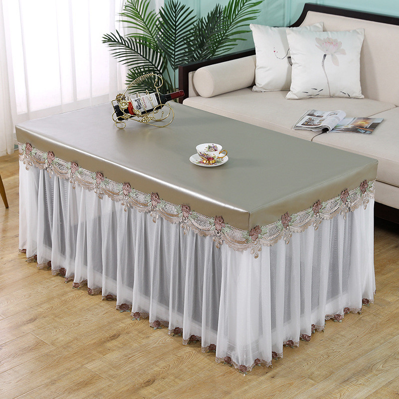 批发夏季防水防油免洗电炉罩套薄款烤火桌子罩套蕾丝防尘客厅茶几