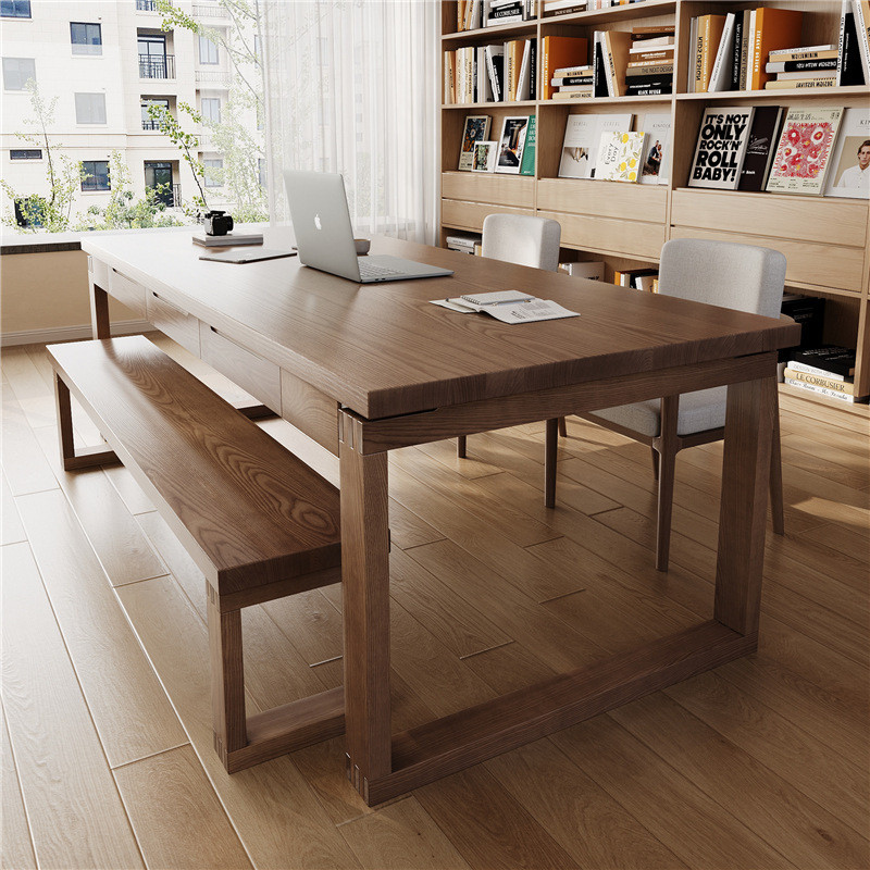 热销严书法桌全实木书桌带抽屉桌子长条电脑桌书房选客厅办公桌工