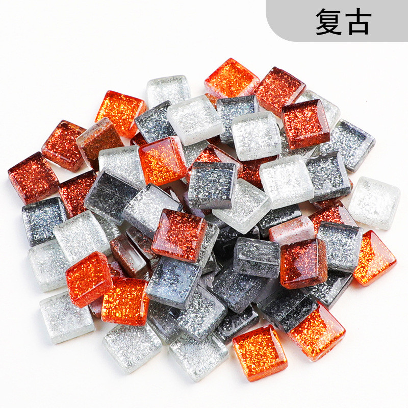 -色混diy闪粉1cm水晶玻璃马赛克，1分子儿童迷你手工砖