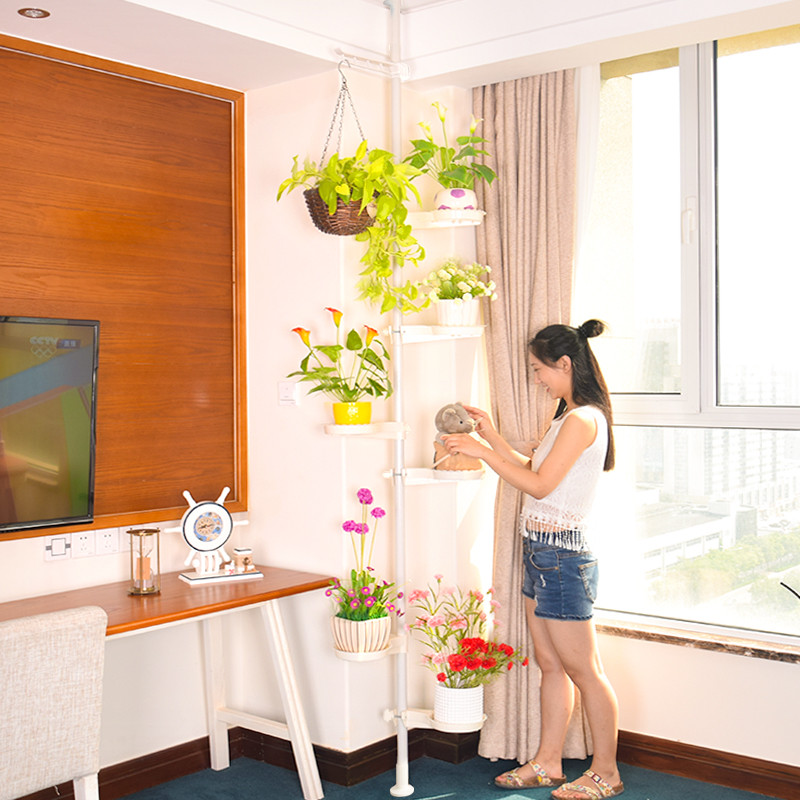 0A室内客厅阳台花架子多层艺术花架顶天立地悬挂式绿萝吊兰花盆架