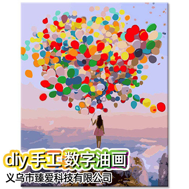 数字油画人物彩气球色块高级感轻奢手工diy创意涂色數字油畫定制