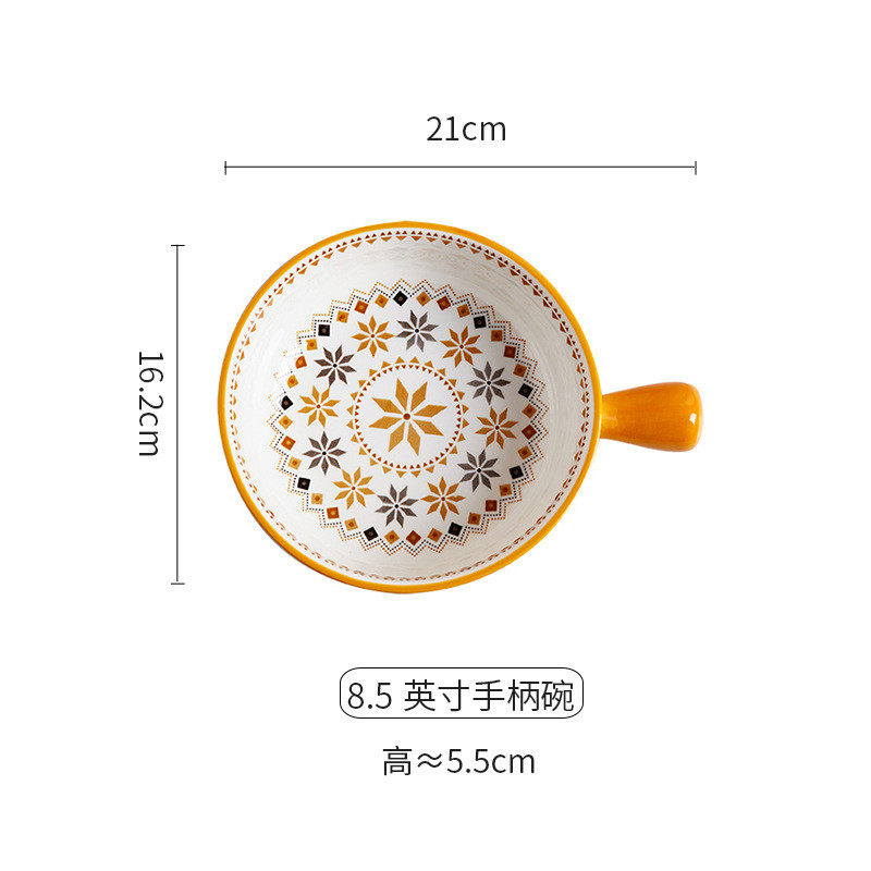 釉日式下彩陶瓷餐具碗碟套装汤碗斗笠碗沙拉碗餐盘碗盘子组合家用