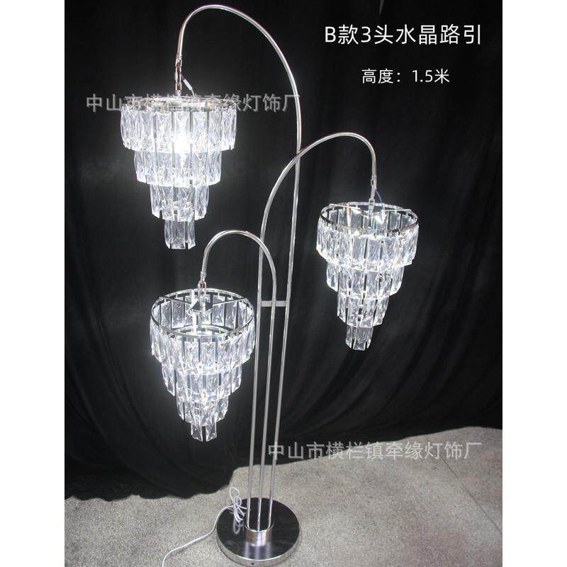新款婚庆道具路引电镀水晶吊灯冰条发光铁艺婚礼堂舞台迎宾区摆件