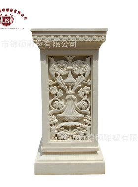 厂家直供欧式花盆砂岩玻璃钢树脂仿石雕柱墩人造底座景观花盆墩