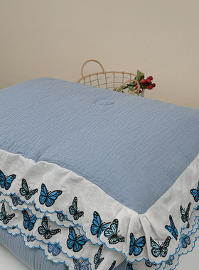 韩式花边全棉双层纱夏凉被空调被200x230紫色双人夏被薄款可机洗