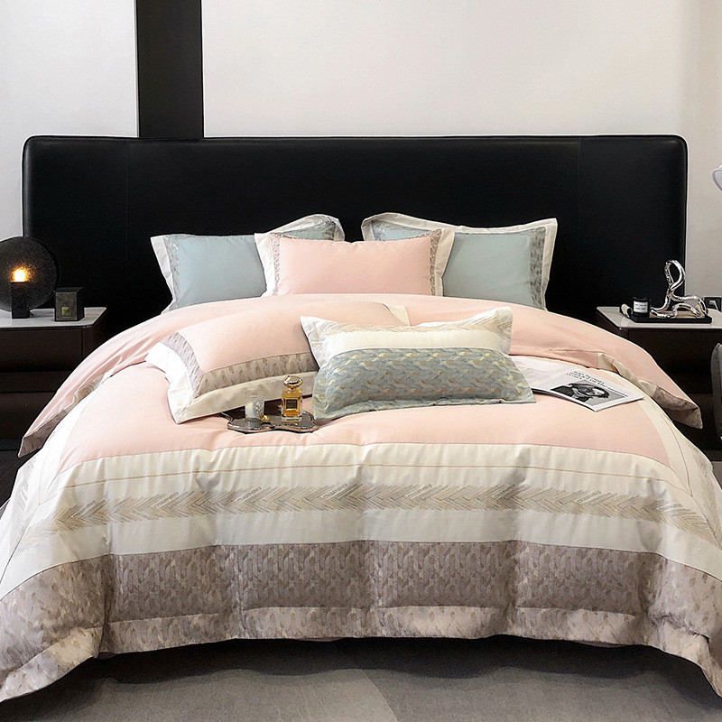 全棉洽家纺恒磨毛床单四件套100s轻奢刺绣加厚秋冬季被套床上用品