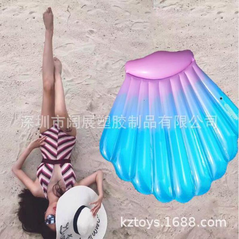现货pvc水上充气蓝色床浮排扇贝浮排水泡浮贝壳游泳圈