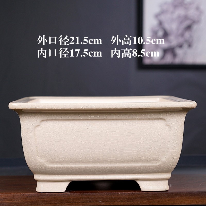 批发紫砂花盆陶瓷冰裂釉四方盆景盆多肉兰花盆栽陶盆简约外贸出口