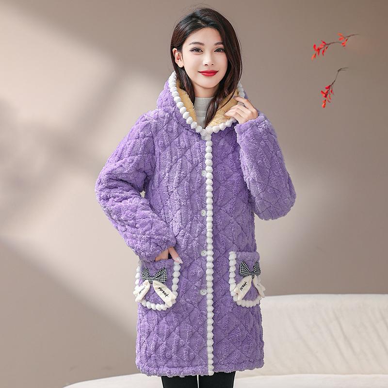 加绒加厚冬季工作服罩衣防寒保暖防脏宽松大码女成人居家外穿棉服