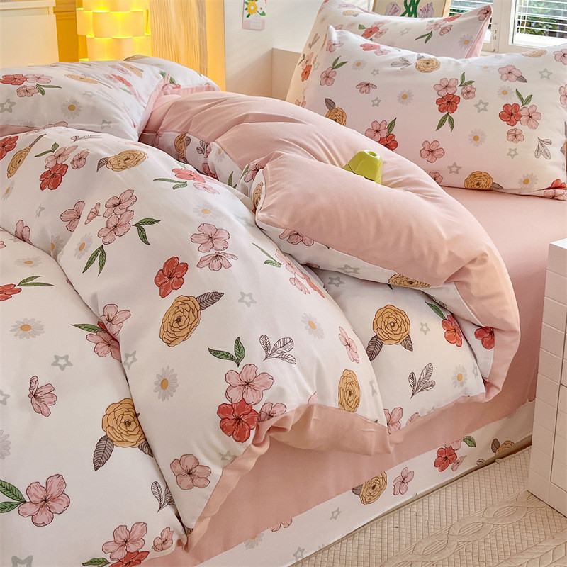 2024新款洗单人床三件套床上用品床单被套被罩可机学生宿舍四件套