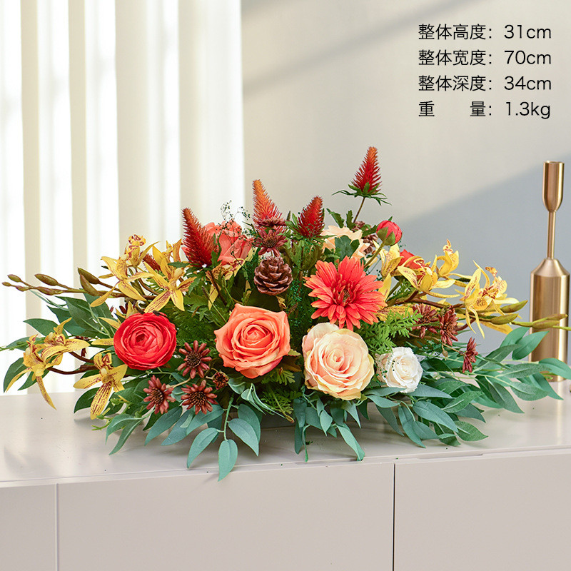 仿真花假花摆件餐桌花餐厅会议室酒店圆桌干花装饰摆花艺设台