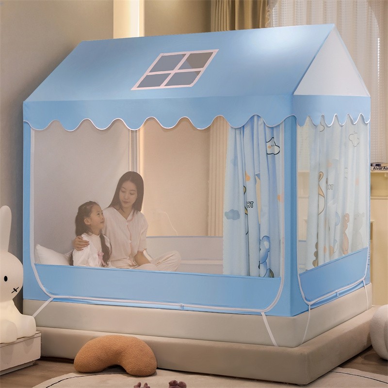 ri0t床帘遮光1米35小房子单人9定 制矮女孩蚊帐新型儿童床上帐篷