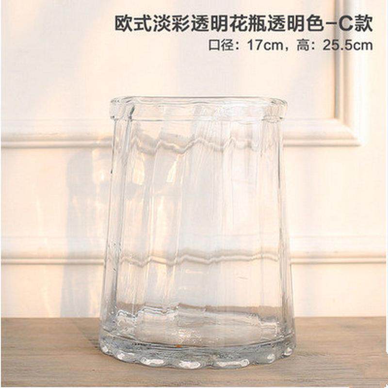 3月新品欧式花器玻璃花瓶富贵竹百合水培植物全透明摆件c款