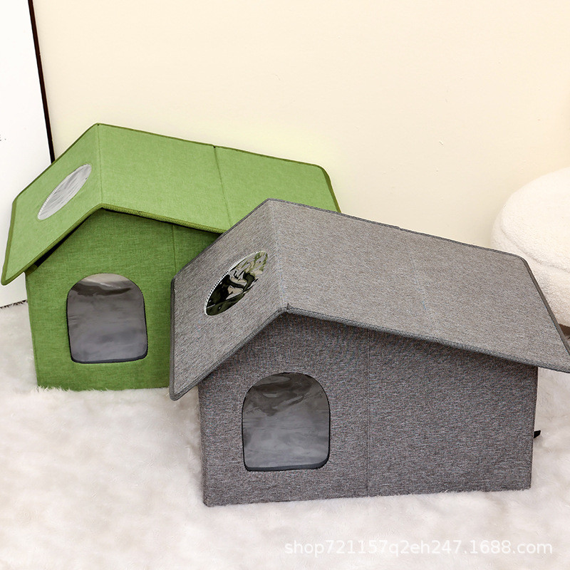 四季通用折叠宠物窝户外牛津布易清洗猫屋便携拆洗猫别墅猫窝